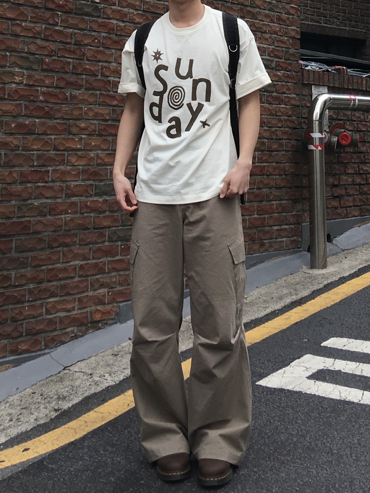 Sunday Ceremony Sy Logo 5 Panel Cotton Cap - Brown, Dr. Martens 1461 Crazy Horse Dark Brown 착용 스타일 - 6
