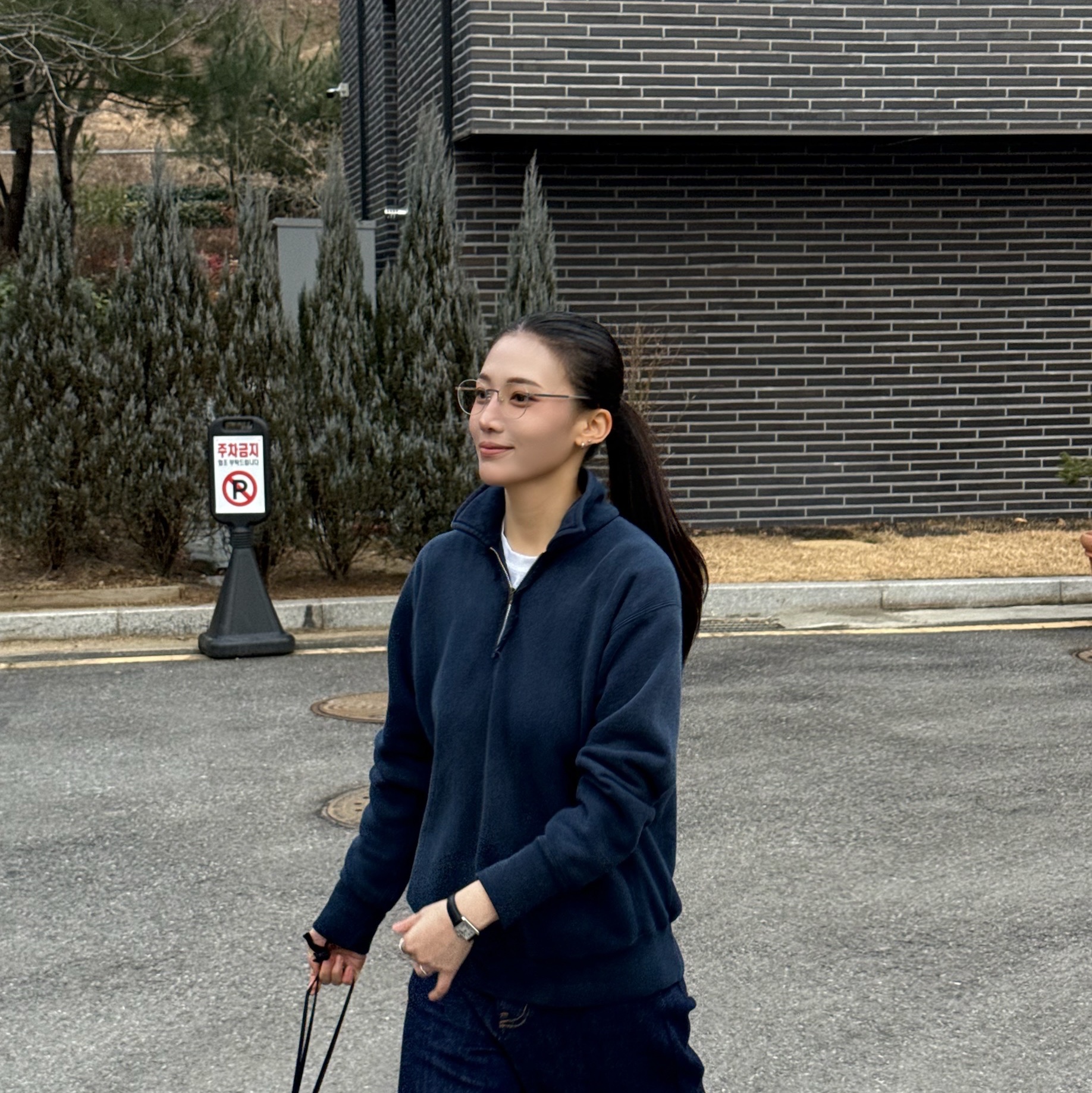 A.Presse Vintage Light Weight Half Zip Sweatshirt Navy - 26SS 착용 스타일 - 3