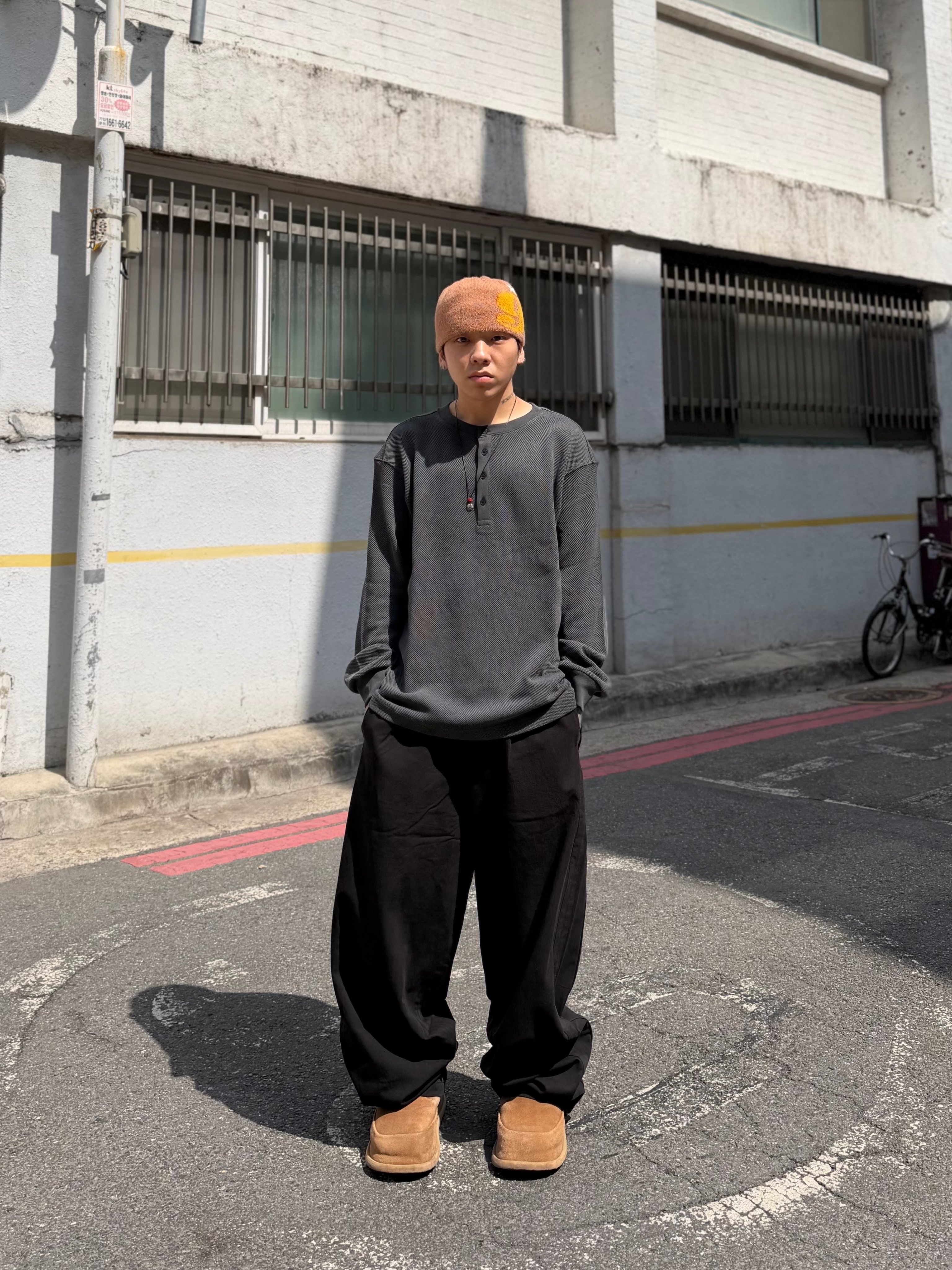 NONPARKING X kinchi N Road Boots Brown 착용 스타일 - 2