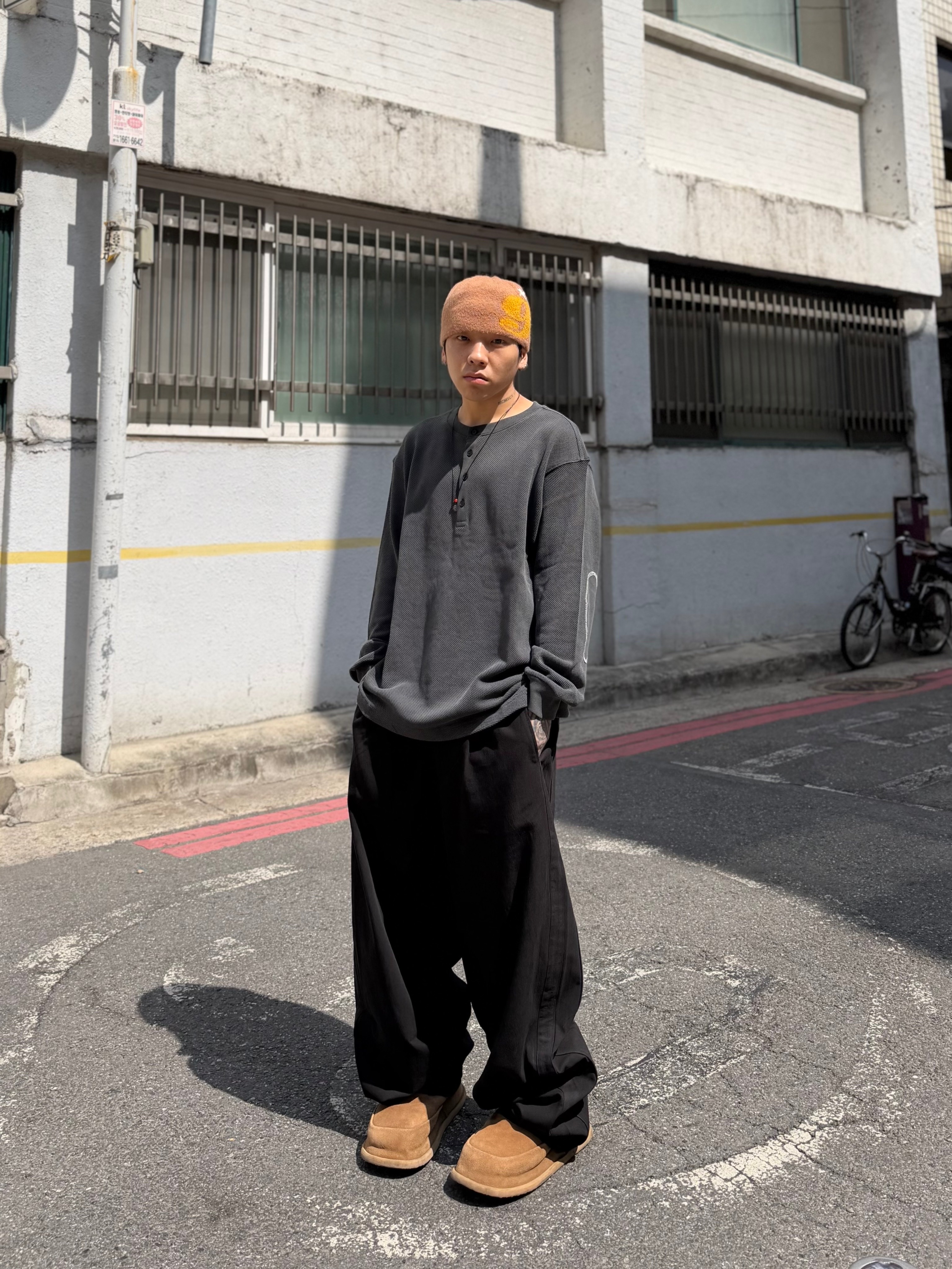 NONPARKING X kinchi N Road Boots Brown 착용 스타일 - 3