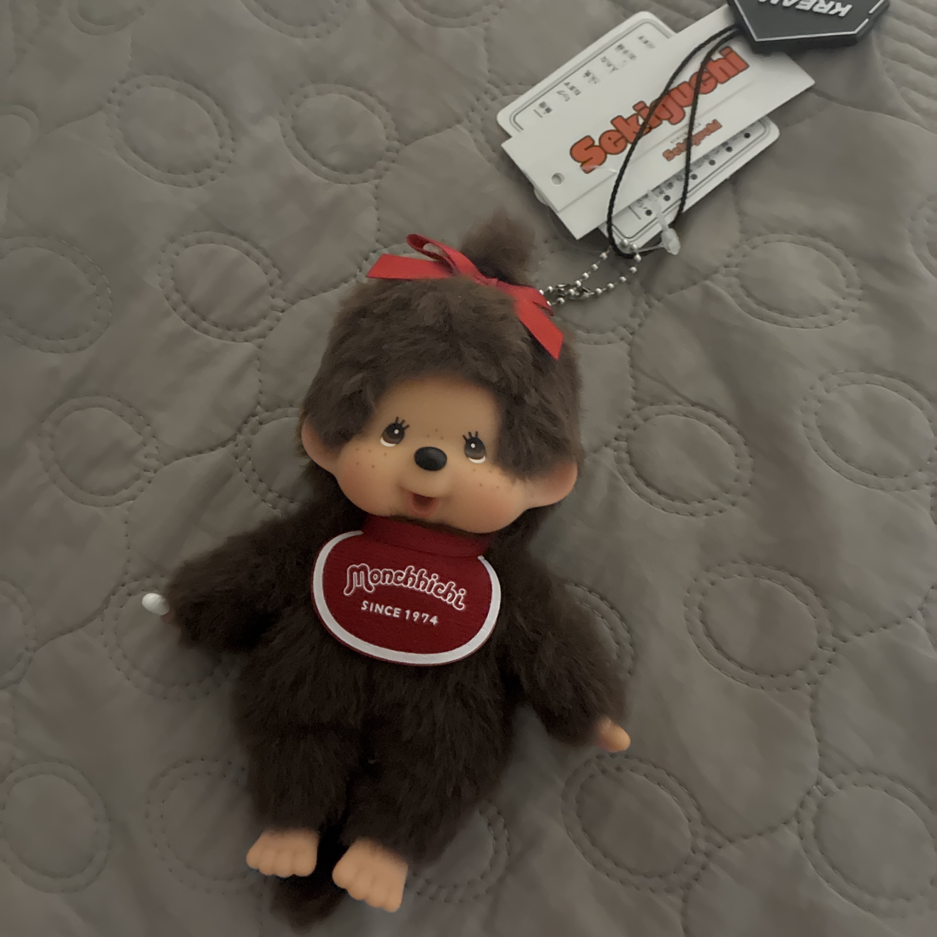 Monchhichi SS Girl Key Chain Brown 착용 스타일