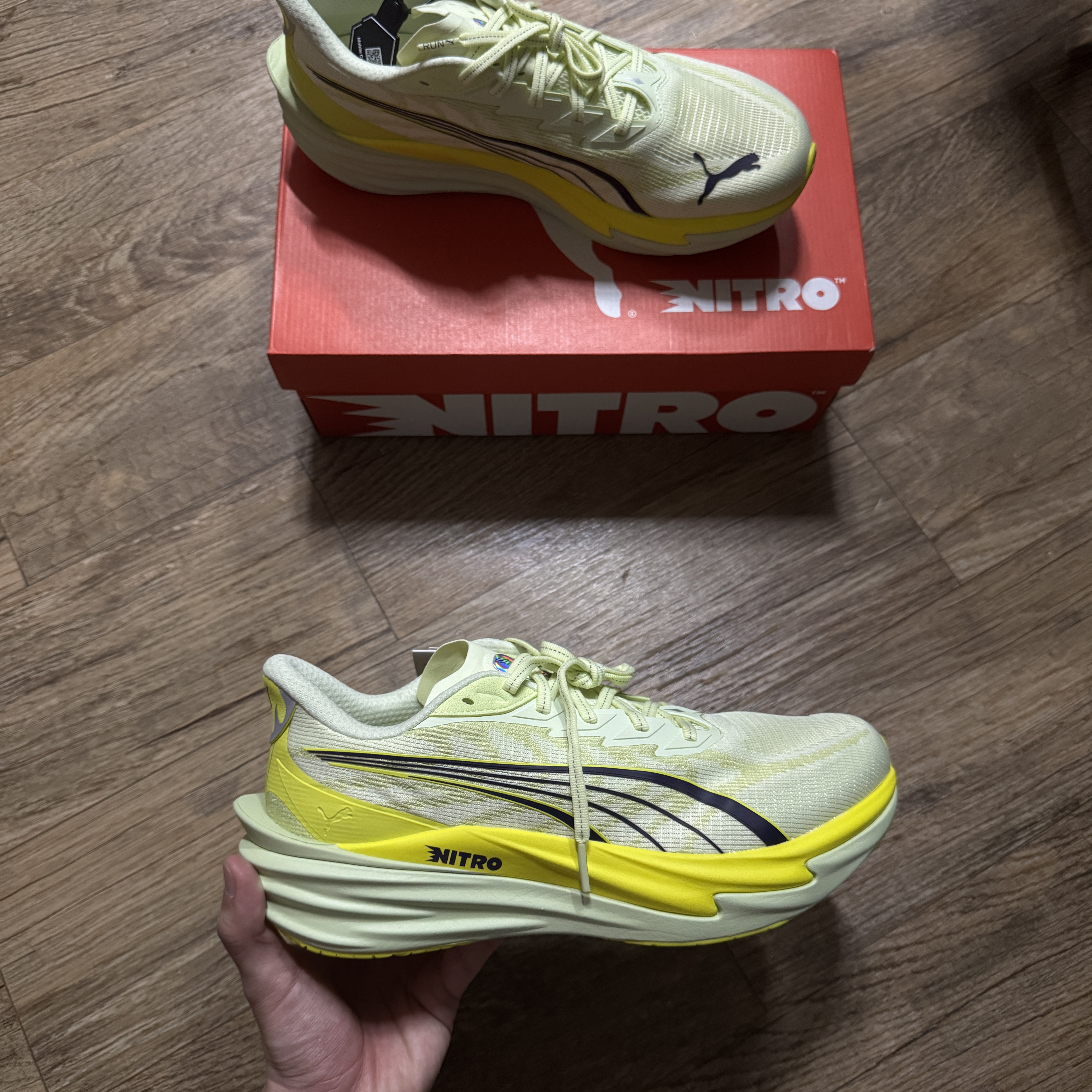 Puma Deviate Nitro 4 Wide Apple Spritz Lux Lime 착용 스타일