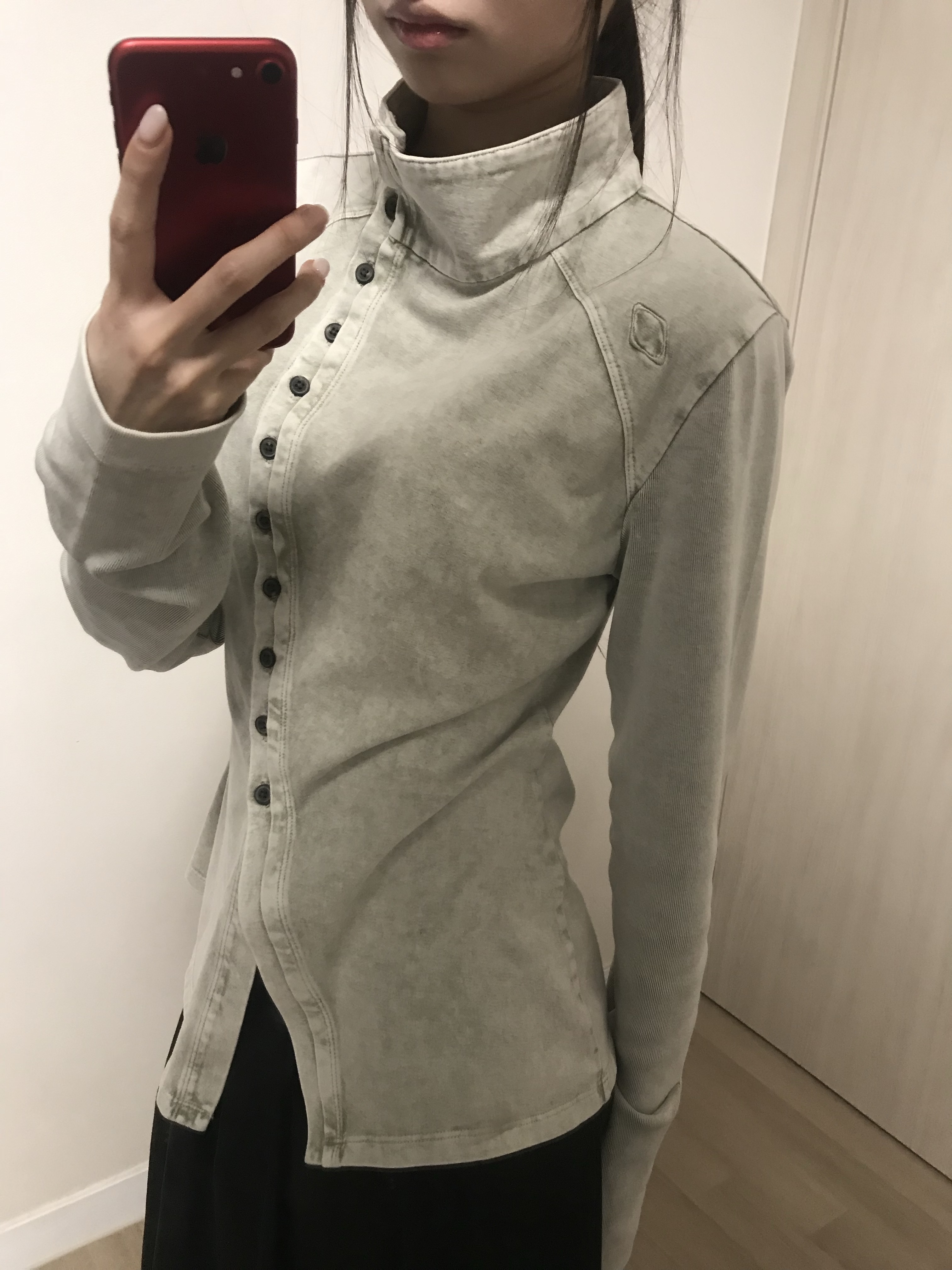 (W) Mischief Washed Jersey Shirt Light Beige 착용 스타일 - 1