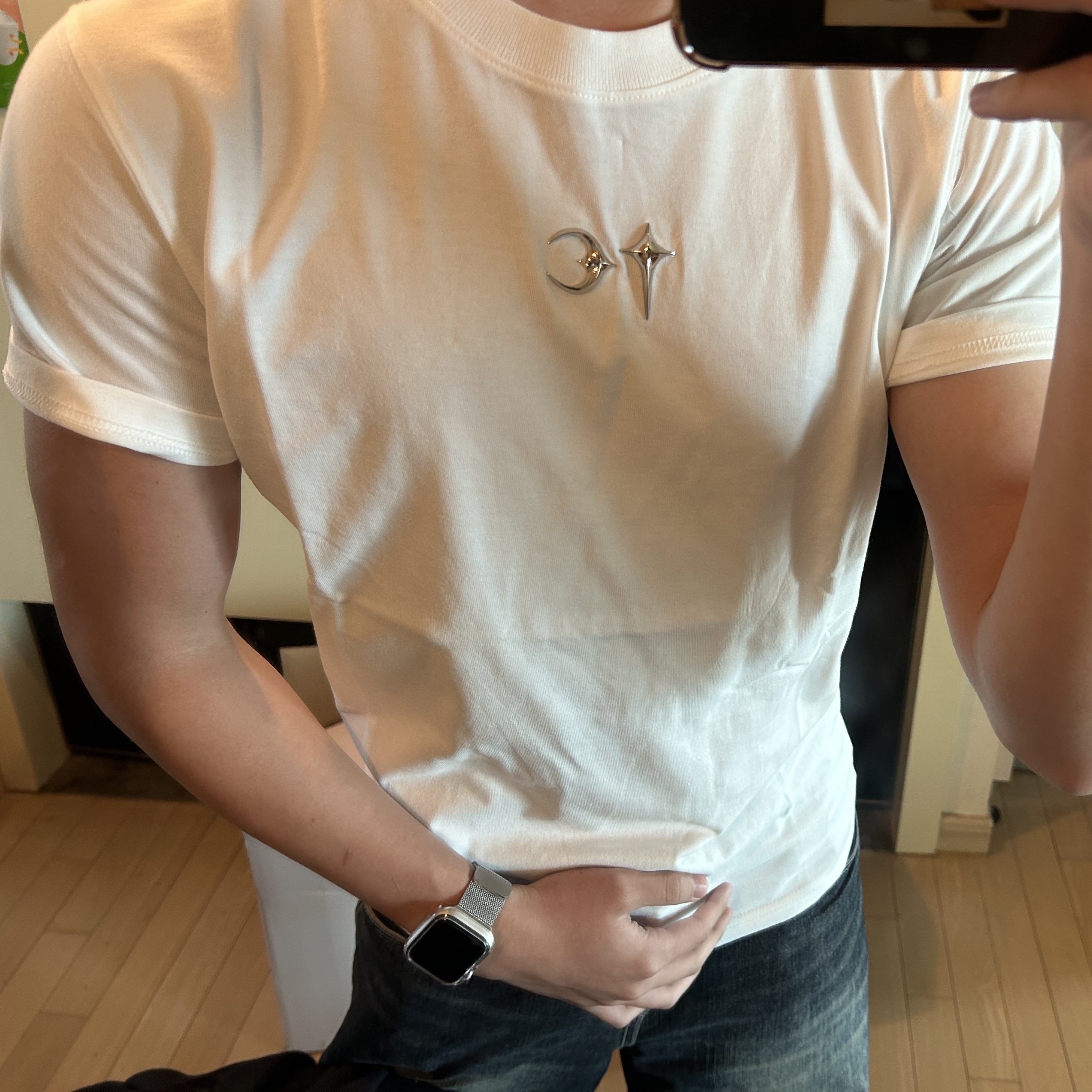 Thug Club Back T-Shirt Slim White 착용 스타일
