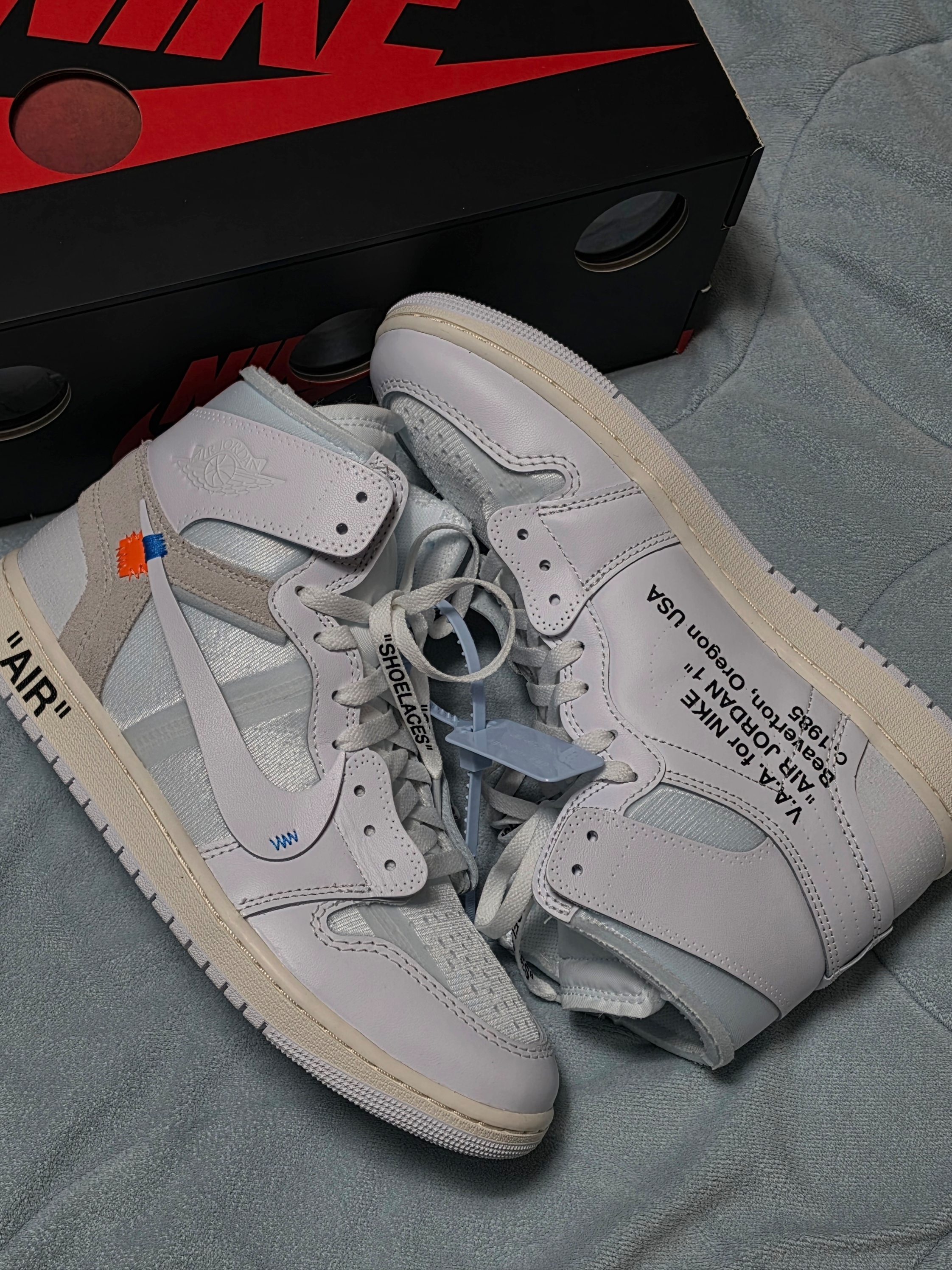 Jordan 1 x Virgil Abloh Archive Retro High Alaska White 착용 스타일