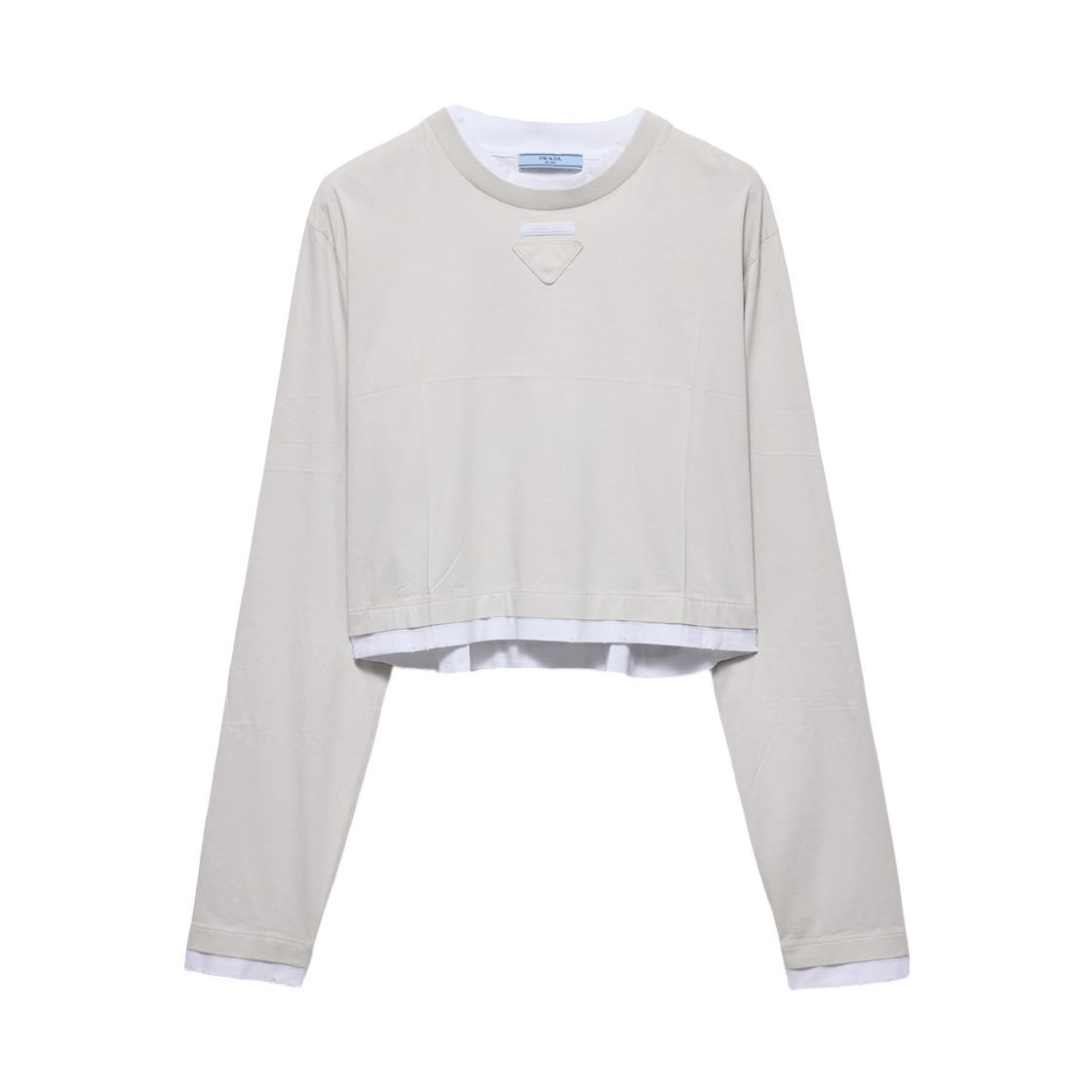 (W) 프라다 롱슬리브 저지 티셔츠 마블 그레이((W) Prada Long-Sleeved Jersey T-Shirt Marble Gray)