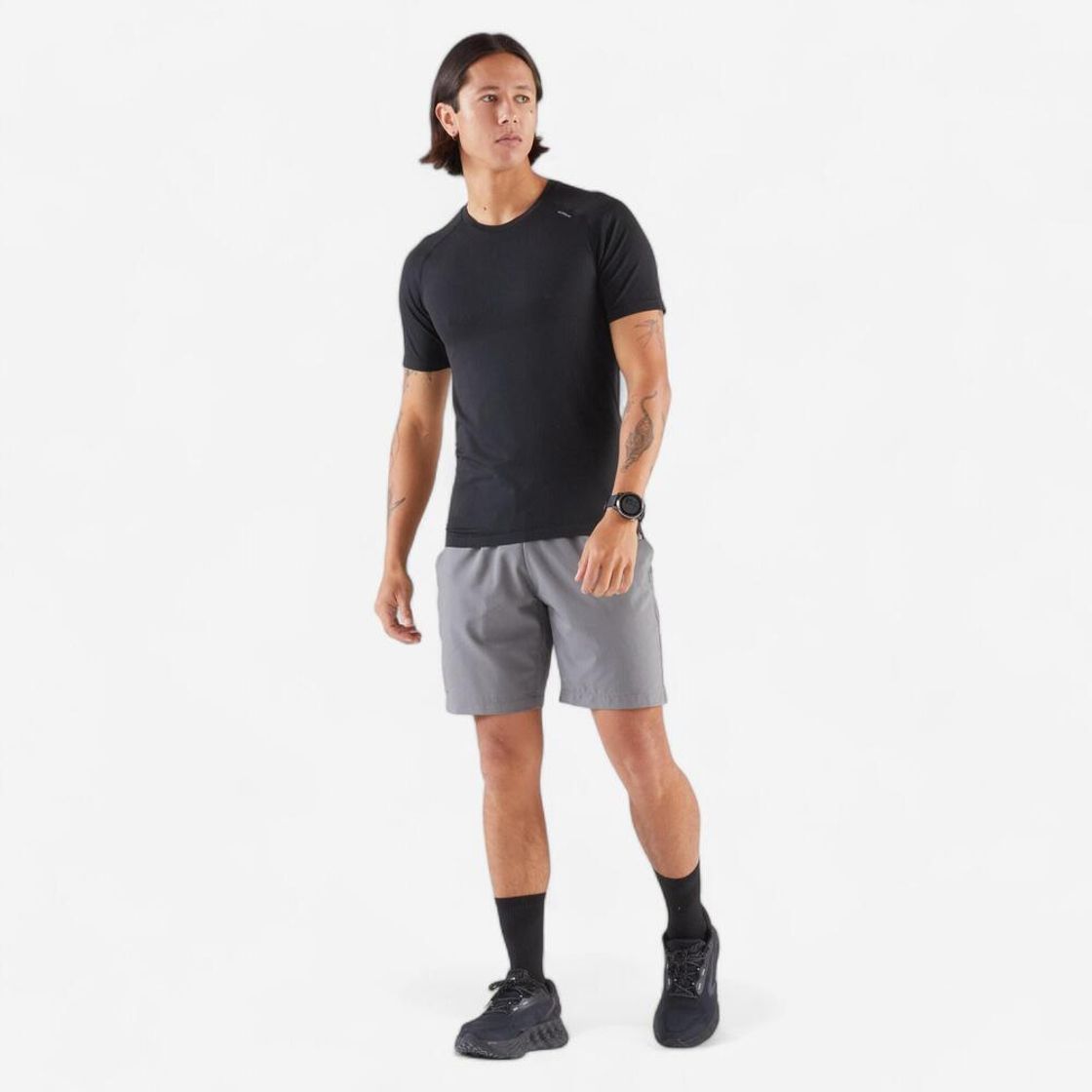 데카트론 남성 8인치 러닝 경량 쇼츠 런 드라이 플러스 500 그래니트 그레이(DECATHLON Men's 8" Running Lightweight Shorts Run Dry Plus 500 Granite Grey) - 8