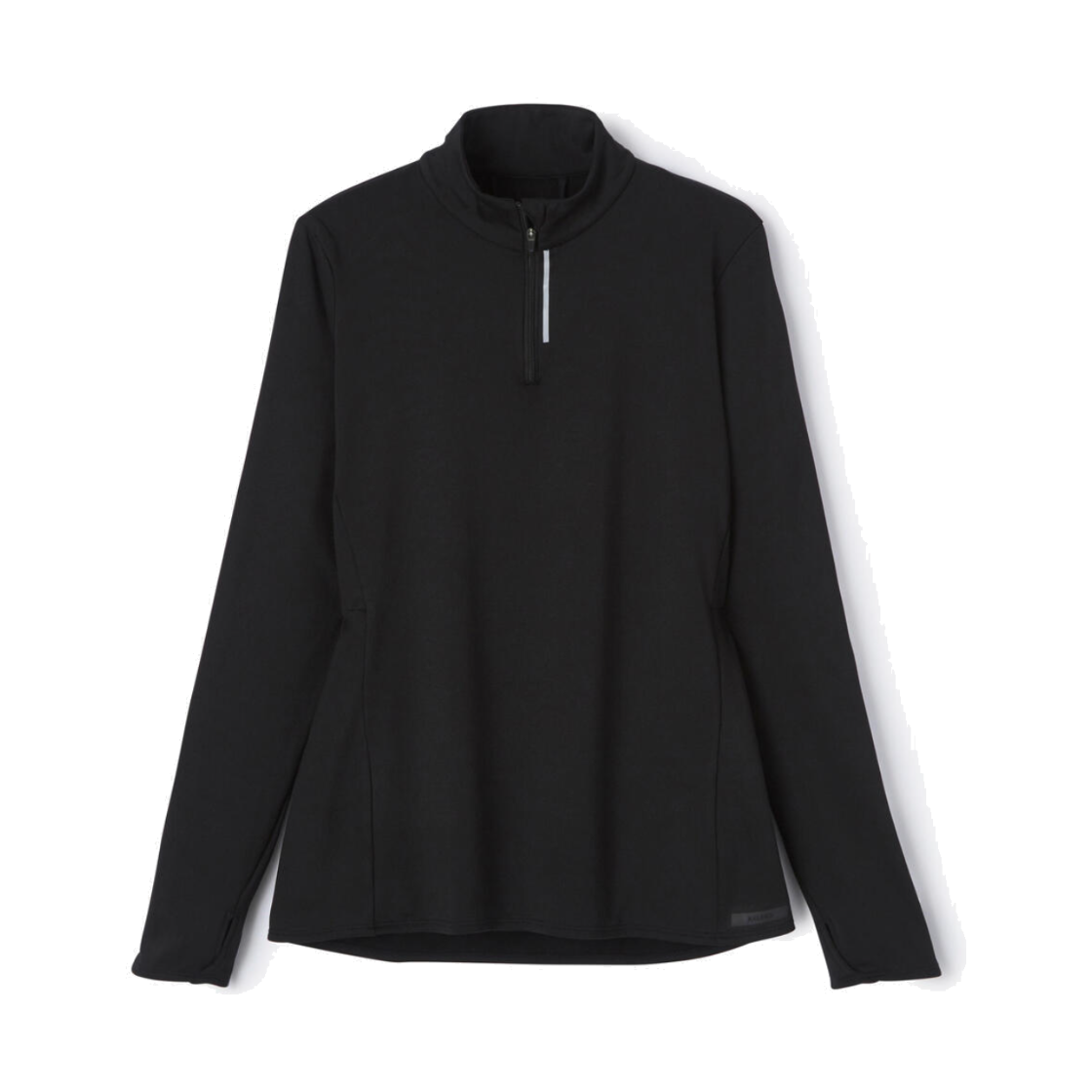 8394789 DECATHLON Women's Half-Zip Running Long-Sleeved T-Shirt Run Warm 100 Smoked Black