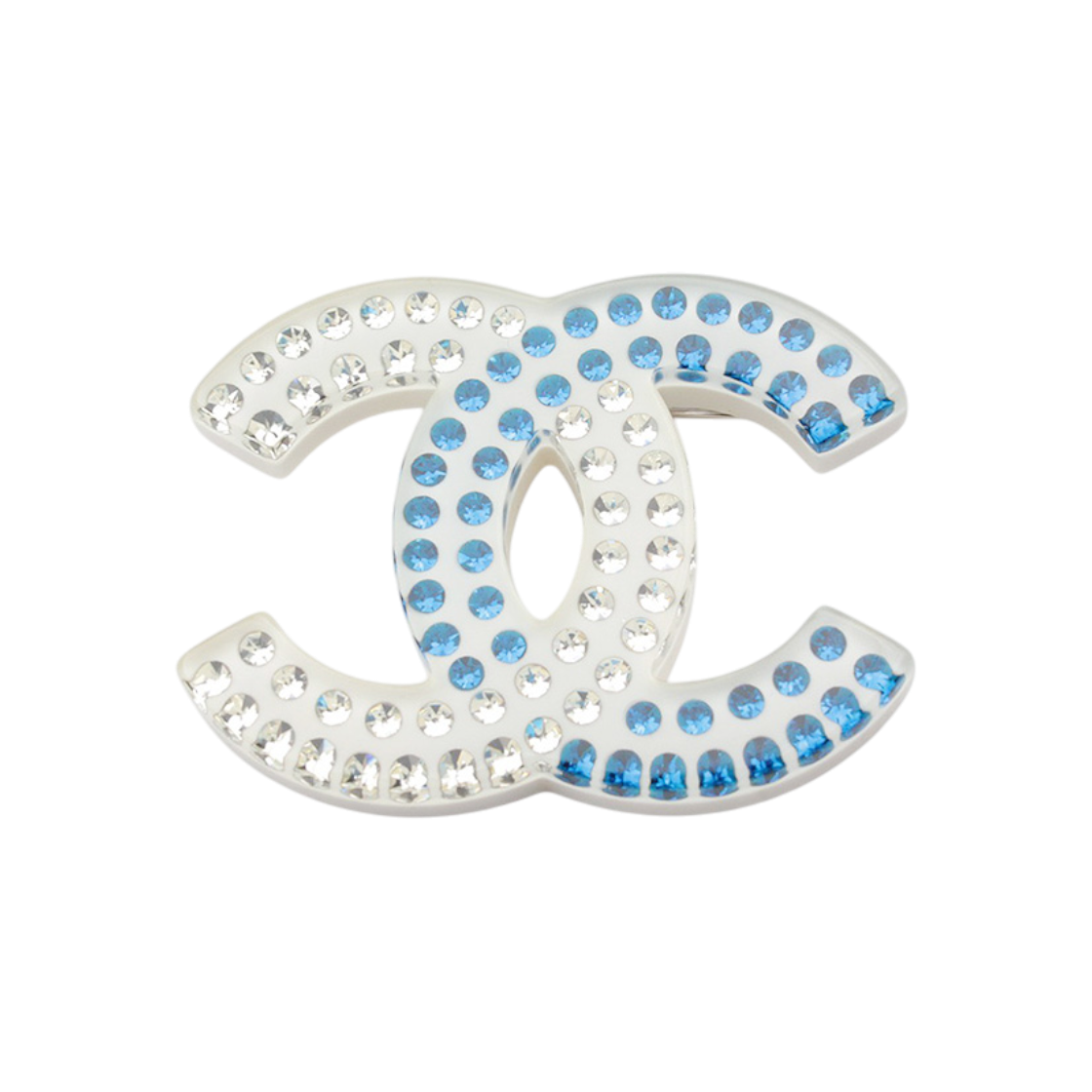 IT2TK3PEN2PW Chanel White Blue Strass CC Logo Brooch