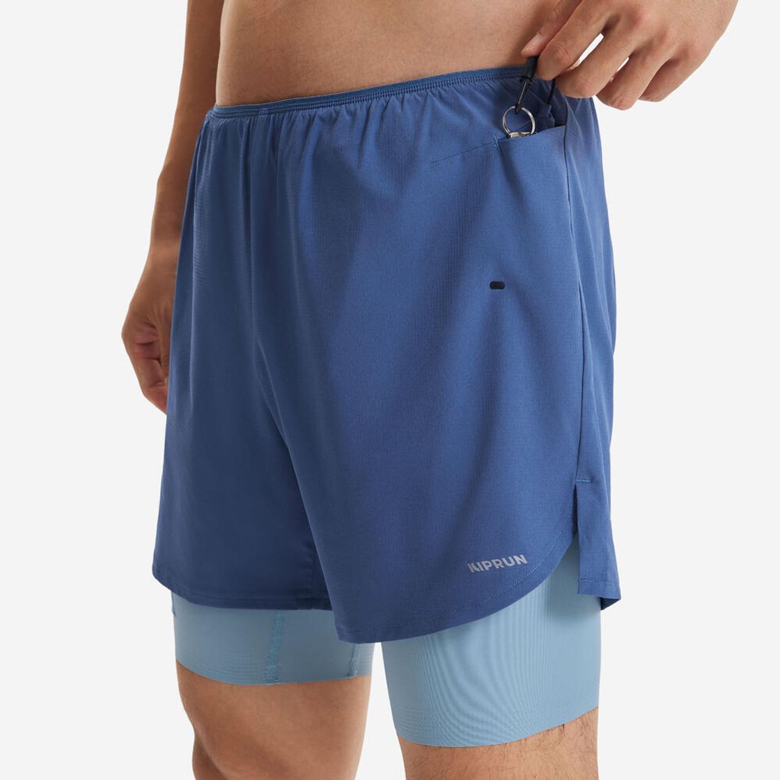 데카트론 남성 5인치 러닝 투인원 쇼츠 런 500 스톰 블루(DECATHLON Men's 5" Running 2-in-1 Shorts Run 500 Storm Blue) - 3