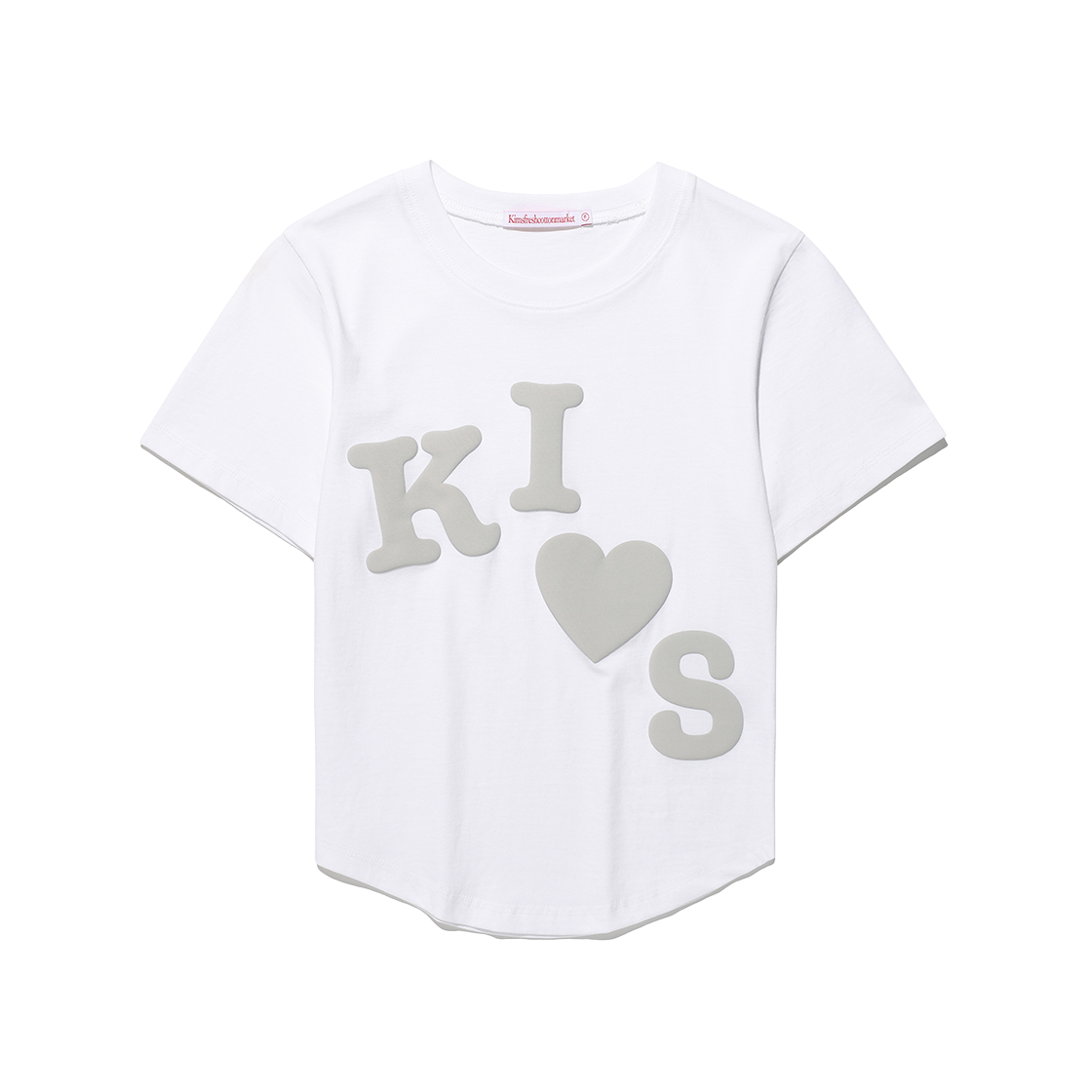 KIB6MFT504AWH Kims Fresh Cotton Market Messy Kiss Logo Tee White