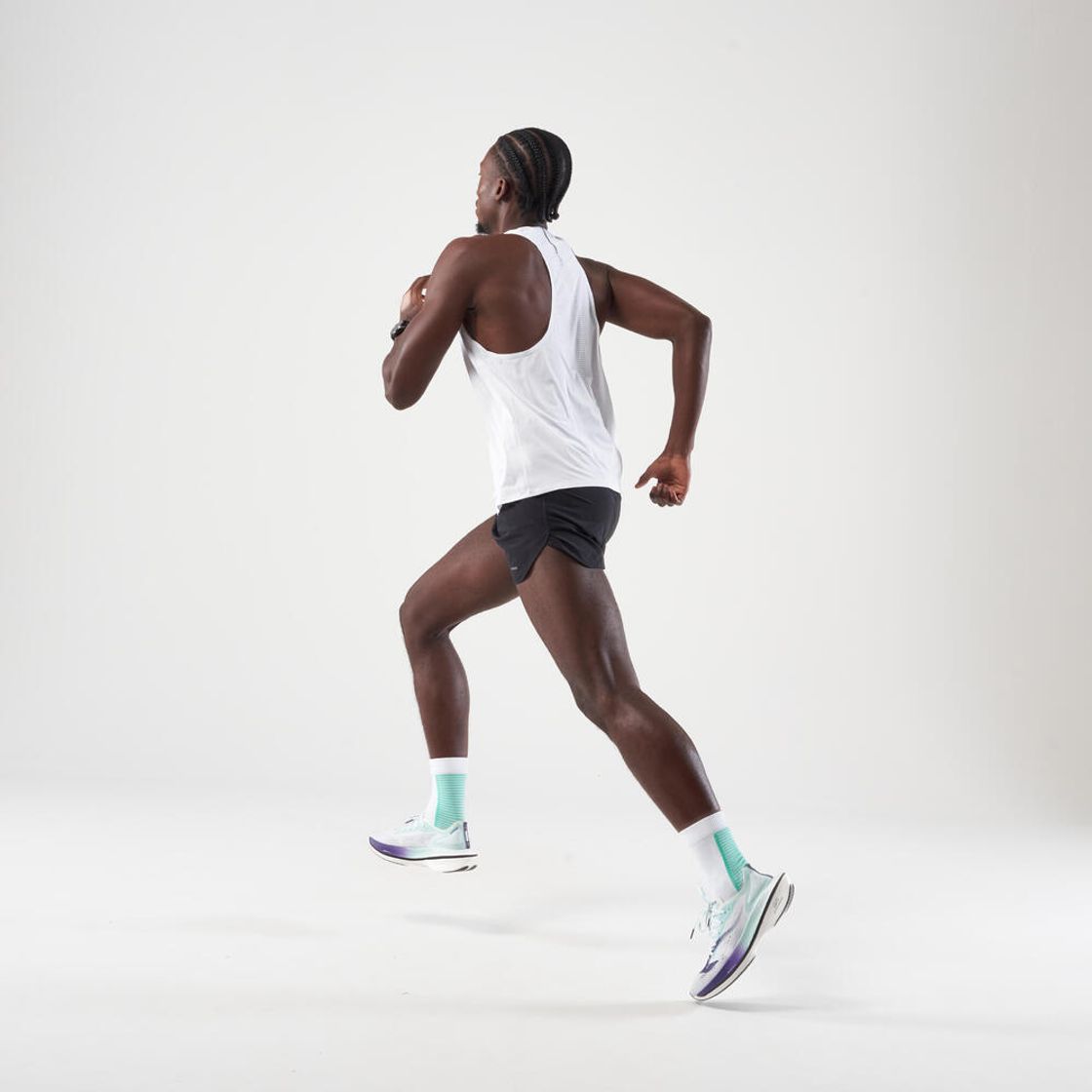 데카트론 남성 3인치 러닝 쇼츠 500 스플릿(브리프 내장) 스모크 블랙(DECATHLON Men's 3" Running Shorts 500 Split (Built-in Briefs) Smoke Black) - 7