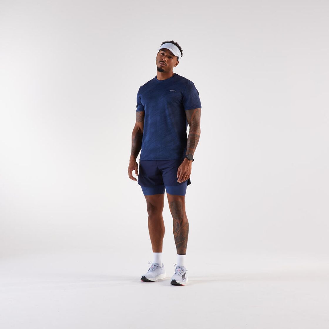 데카트론 남성 5인치 러닝 투인원 쇼츠 런 500 스틸 블루(DECATHLON Men's 5" Running 2-in-1 Shorts Run 500 Steel Blue) - 3