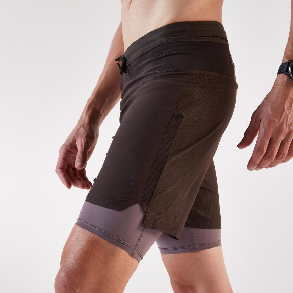 데카트론 남성 9인치 트레일러닝 투인원 쇼츠 런 울트라 900 카카오 브라운(DECATHLON Men's 9" Trail Running 2-in-1 Shorts Run Ultra 900 Cacao Brown) - 5