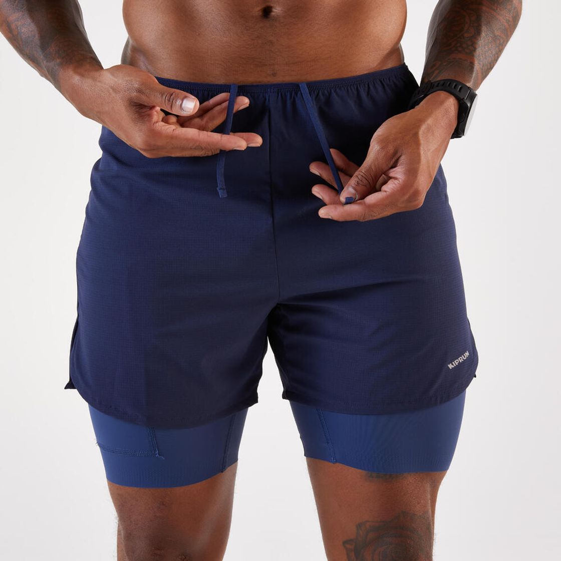 데카트론 남성 5인치 러닝 투인원 쇼츠 런 500 스틸 블루(DECATHLON Men's 5" Running 2-in-1 Shorts Run 500 Steel Blue) - 4