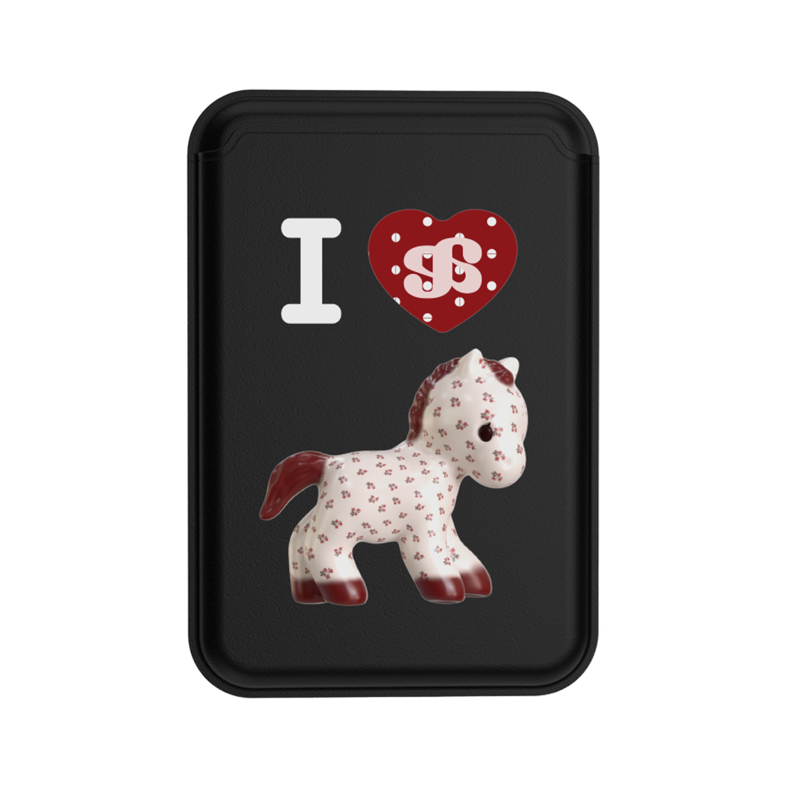 E2601_0040 earpearp I Love Pony MagSafe Leather Card Wallet Black