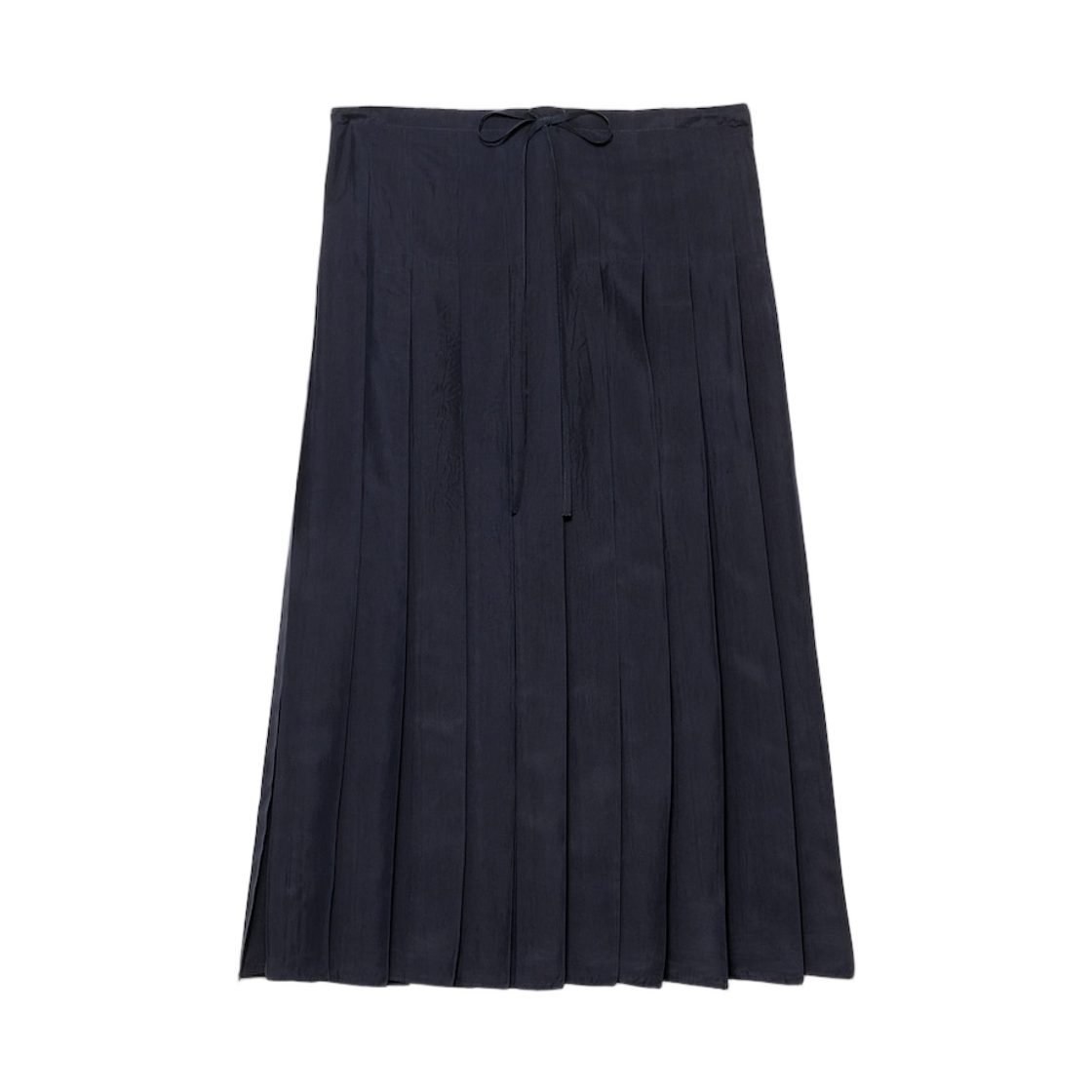 (W) 프라다 플리츠 실크 미디 스커트 네이비((W) Prada Pleated Silk Midi-Skirt Navy)