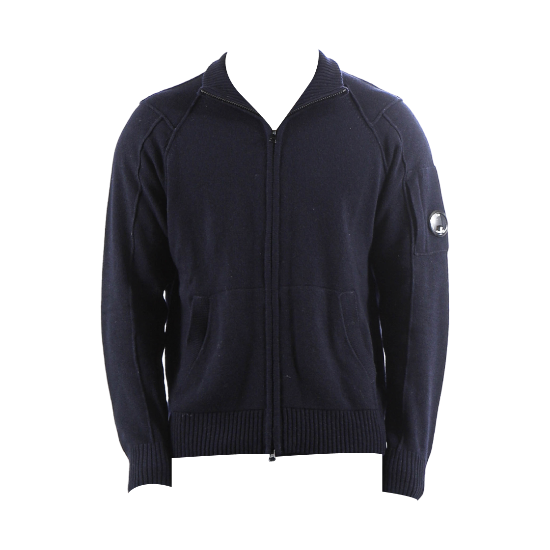 11CMKN090A005504A888 C.P. Company Lambswool Cardigan Total Eclipse Blue - 21FW