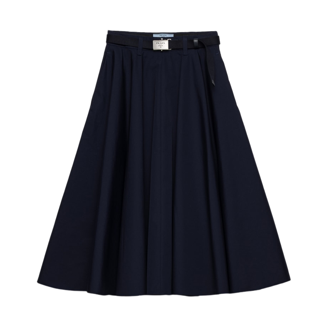 (W) 프라다 포플린 미디 스커트 네이비((W) Prada Poplin Midi-Skirt Navy) - 1