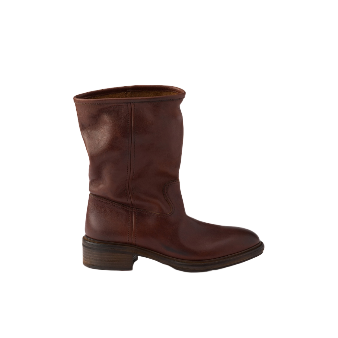 1U509O-V69-F0324 (W) Prada Vintage-Effect Leather Boots Cocoa Brown