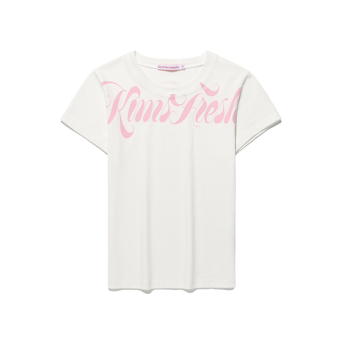 KIB6MFT518AWH Kims Fresh Cotton Market Cursive Logo Tee White