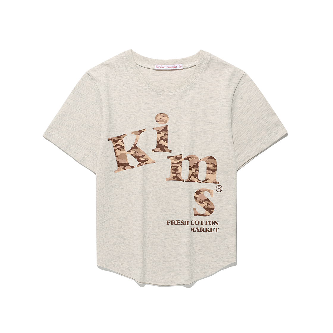 KIB6MFT501COT Kims Fresh Cotton Market Messy Alplha Camo Tee Oatmeal