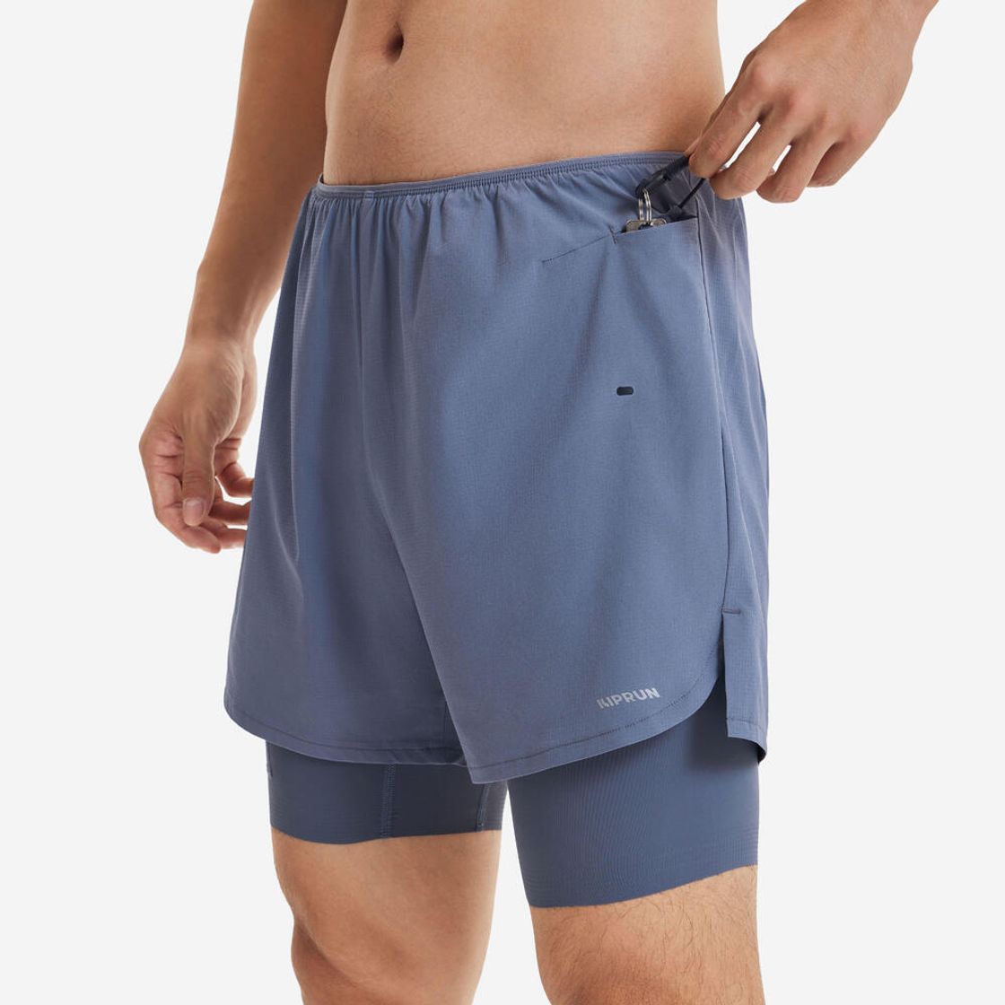 데카트론 남성 5인치 러닝 투인원 쇼츠 런 500 콘크리트 그레이(DECATHLON Men's 5" Running 2-in-1 Shorts Run 500 Concrete Grey) - 4