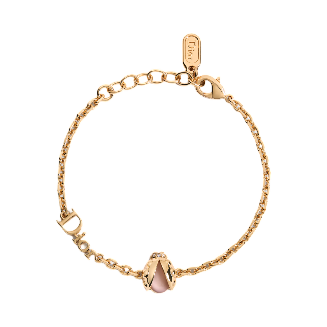 B3301WOMVE-D304 (W) Dior Ladybug Bracelet Gold Finish Metal And Crystal Glass Pink