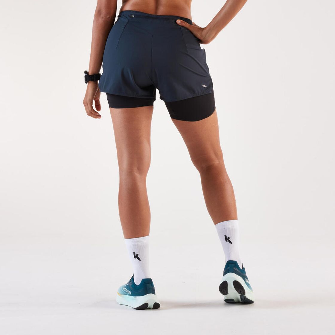 데카트론 여성 3인치 러닝 투인원 쇼츠 런 500 스모크 블랙(DECATHLON Women's 3" Running 2-in-1 Shorts Run 500 Smoke Black) - 2