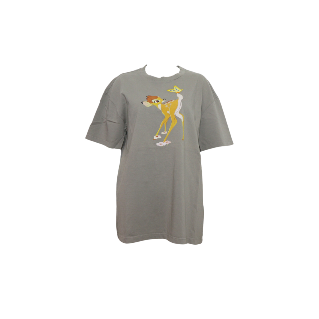 ITPESSULB8IW Miu Miu x Disney Gray Cotton Bambi Butterfly Embroidered Women T-Shirt