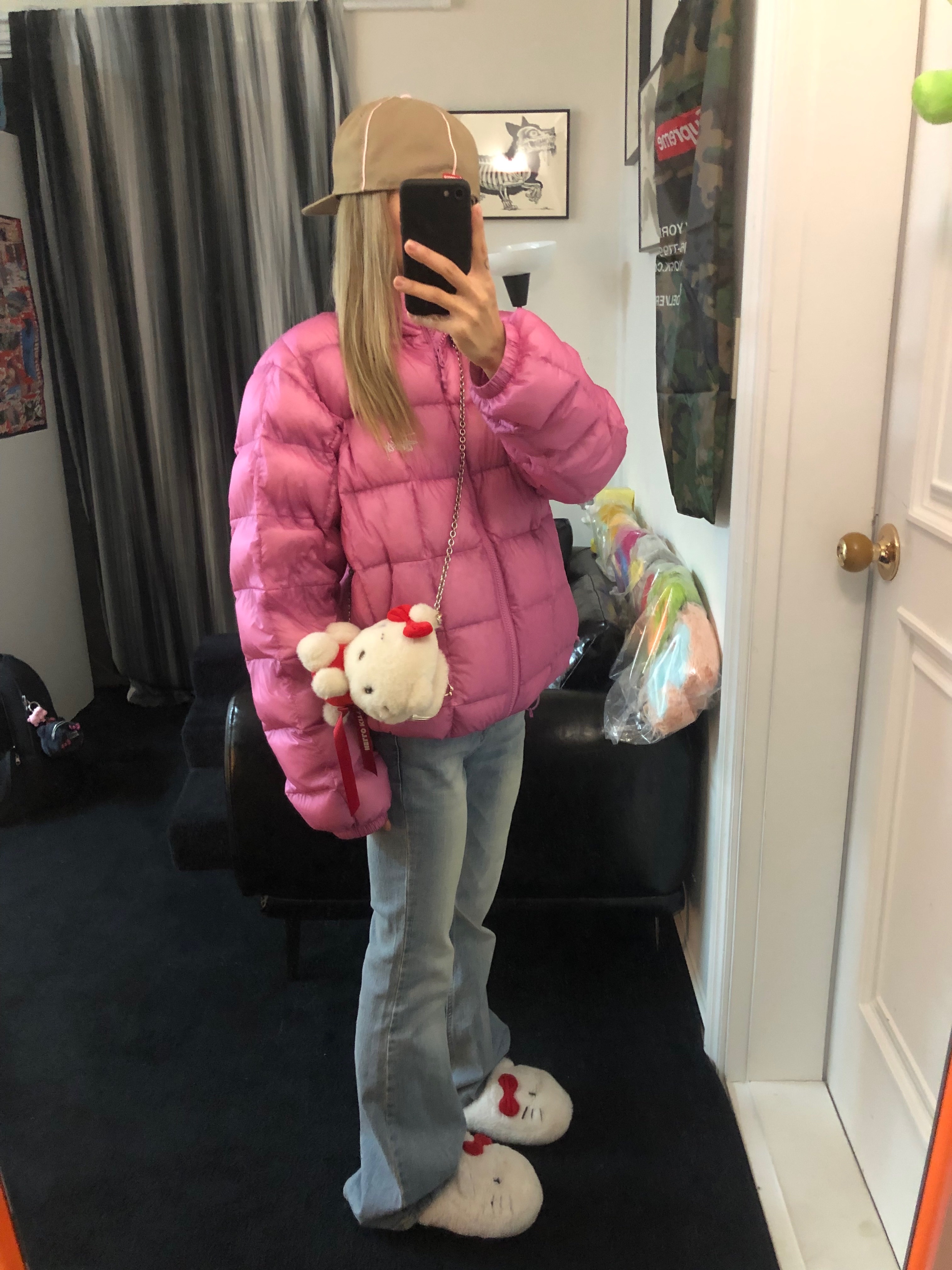 Stussy Midweight Puffer Pink 착용 스타일 - 2