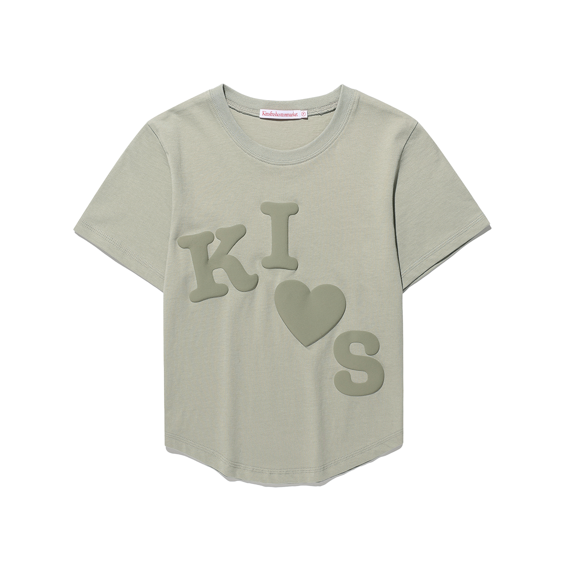 KIB6MFT504AKH Kims Fresh Cotton Market Messy Kiss Logo Tee Khaki