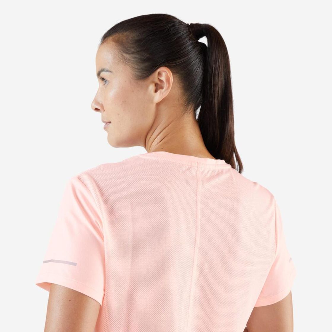 데카트론 여성 러닝 반팔 티 런 드라이 500 플루오 페일 핑크(DECATHLON Women's Running Short-Sleeved T-Shirt Run Dry 500 Fluorescent Pale Pink) - 4