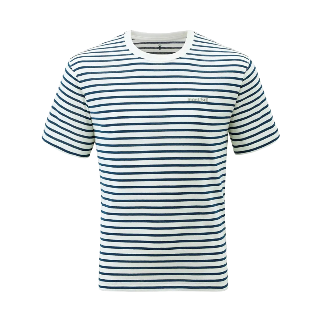1104816 Montbell Wickron Striped T-Shirt White Indigo