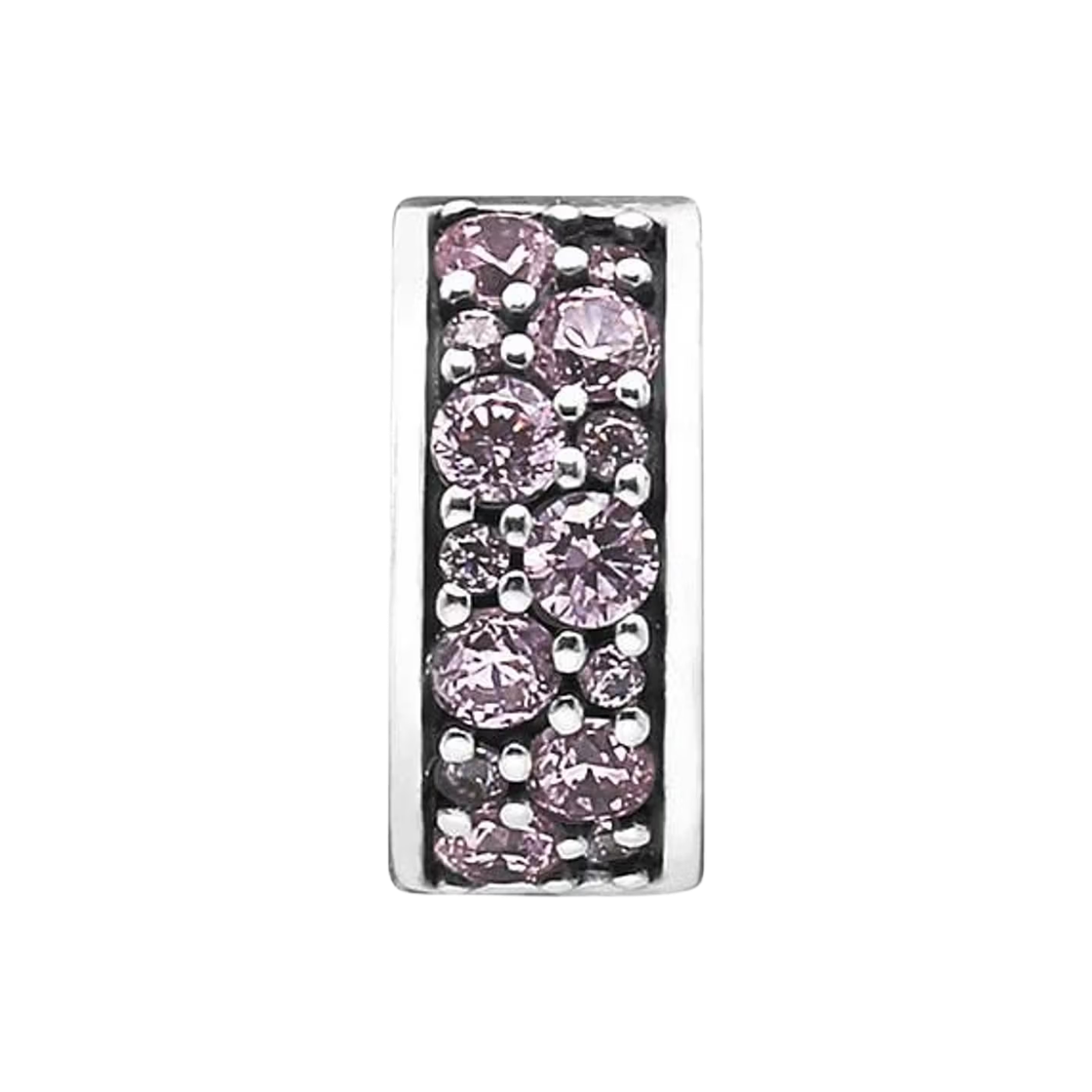 (W) 판도라 파베 클립 참 스털링 실버 핑크((W) Pandora Pave Clip Charm Sterling Silver Pink) - 1
