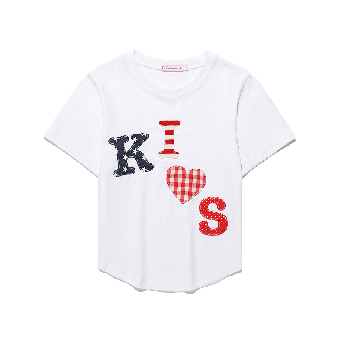 KIB6MFT504BWR Kims Fresh Cotton Market Messy Kiss Logo App Tee White(Red)