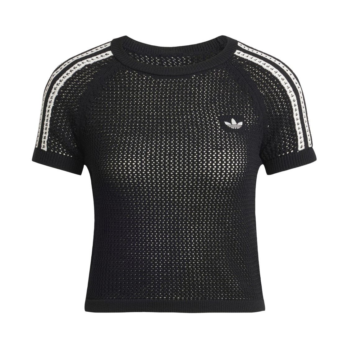 KC6481 (W) Adidas Originals Knitted Crochet Cali T-Shirt Black - KR Sizing