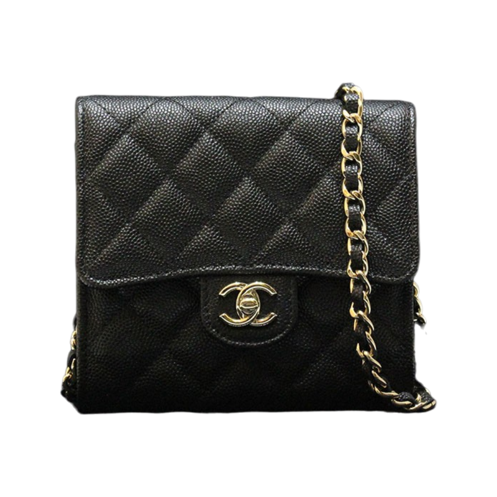 샤넬 클래식 캐비어 더블 플랩 체인 지갑 내장칩(Chanel Classic Caviar Double Flap Chain Wallet)