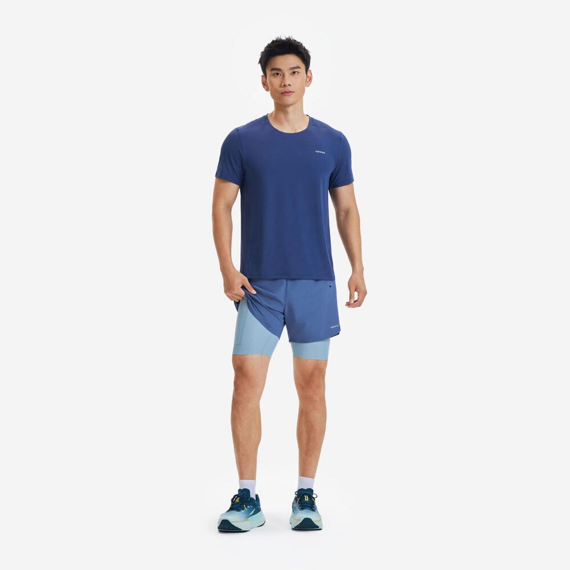 데카트론 남성 5인치 러닝 투인원 쇼츠 런 500 스톰 블루(DECATHLON Men's 5" Running 2-in-1 Shorts Run 500 Storm Blue) - 6