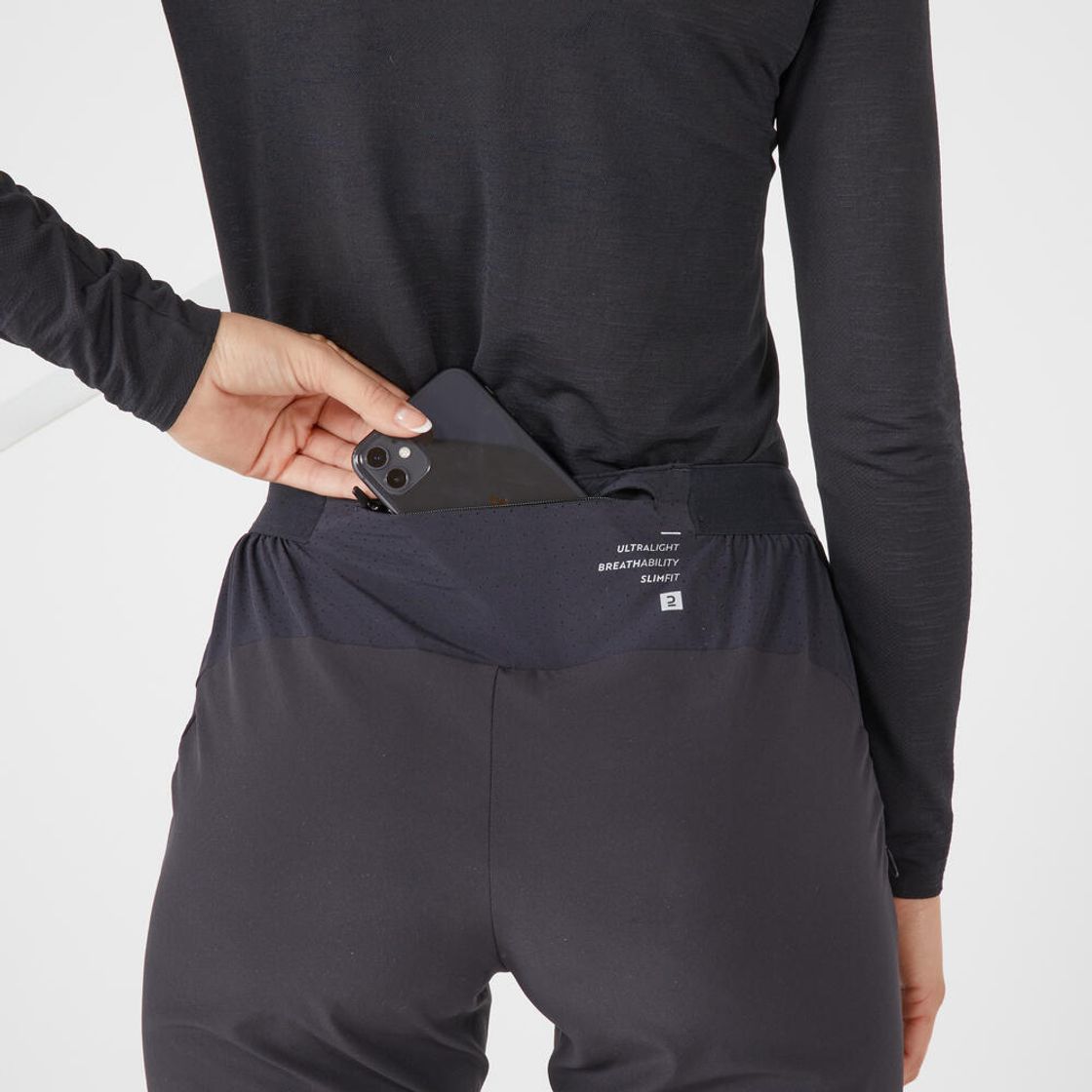 데카트론 여성 러닝 경량 바지 슬림핏 런 라이트 900 스모크 블랙(DECATHLON Women's Running Lightweight Slim Fit Pants Run Light 900 Smoked Black) - 6