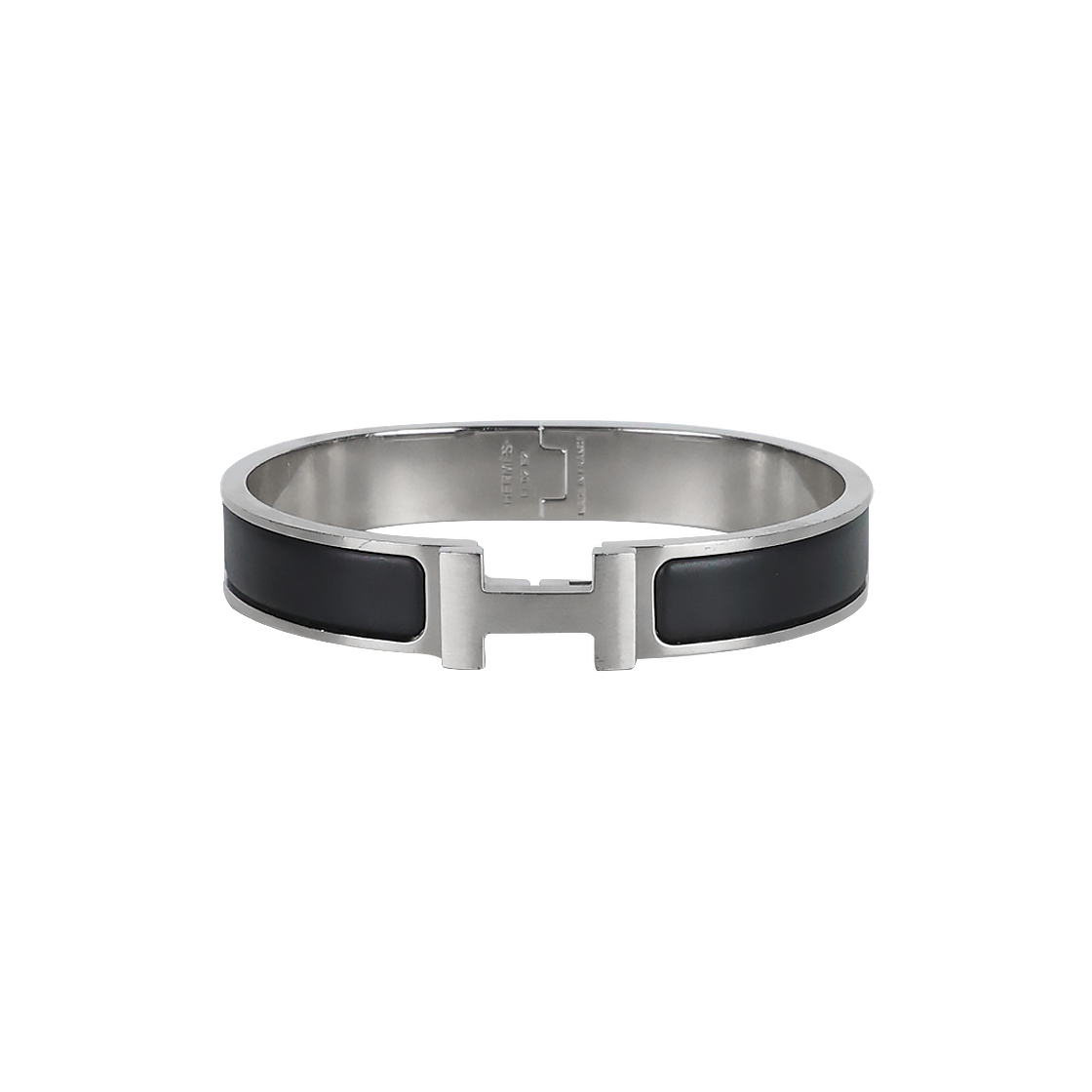 ITVTRFKB4Q2W Hermes Click H Bracelet Black Matte Silver T5 H703203FB01
