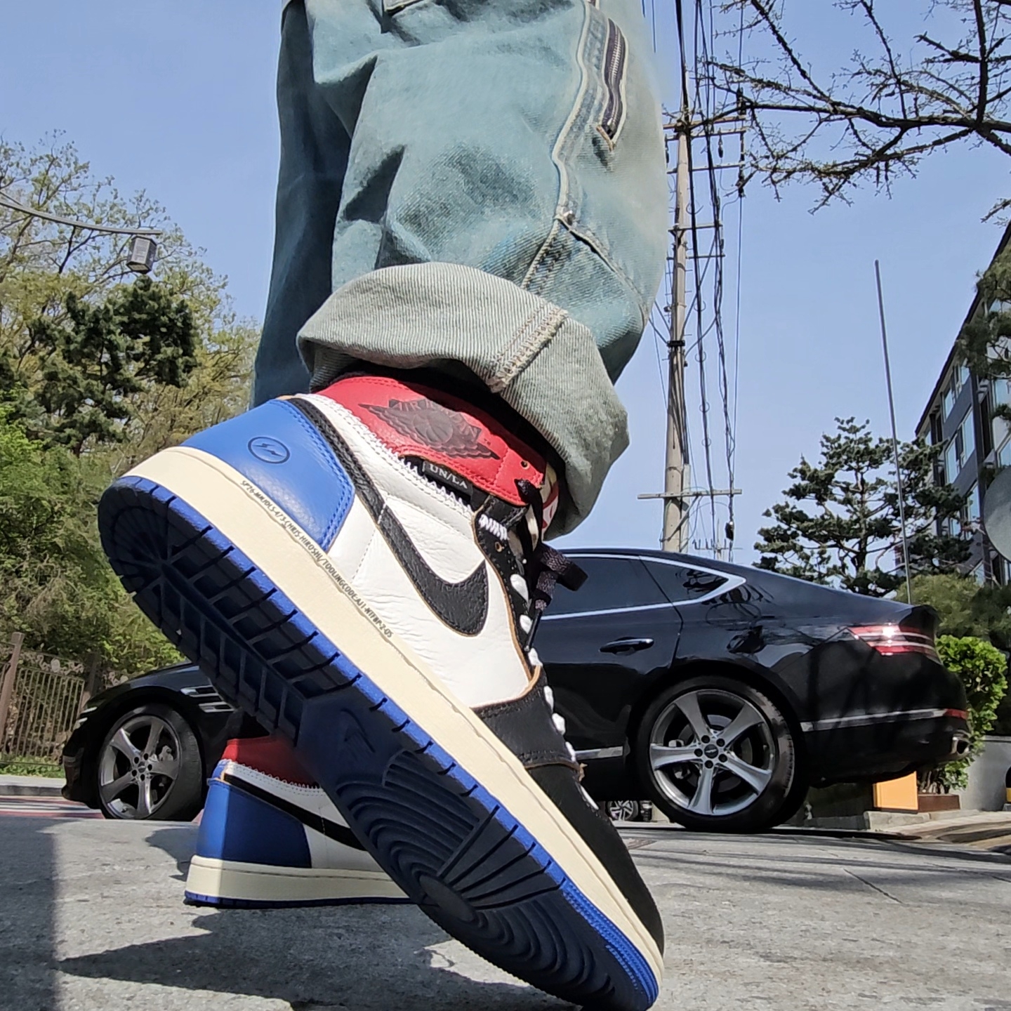 Jordan 1 x Fragment x Union LA Black and Varsity Red, Gucci Ghost Ring Silver 9mm 착용 스타일 - 5