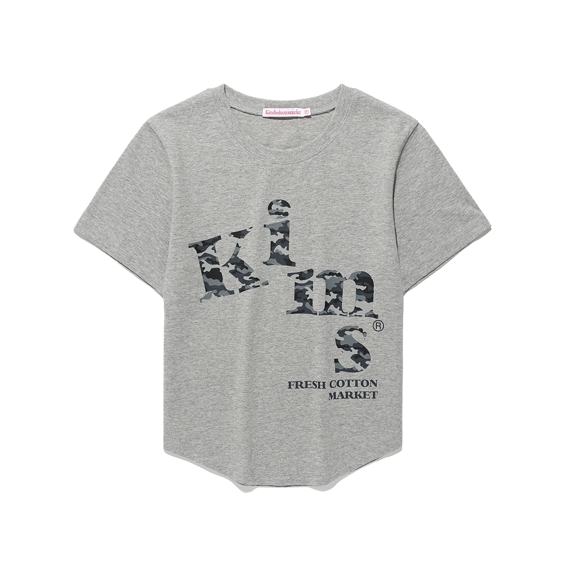 KIB6MFT501CGR Kims Fresh Cotton Market Messy Alplha Camo Tee Grey