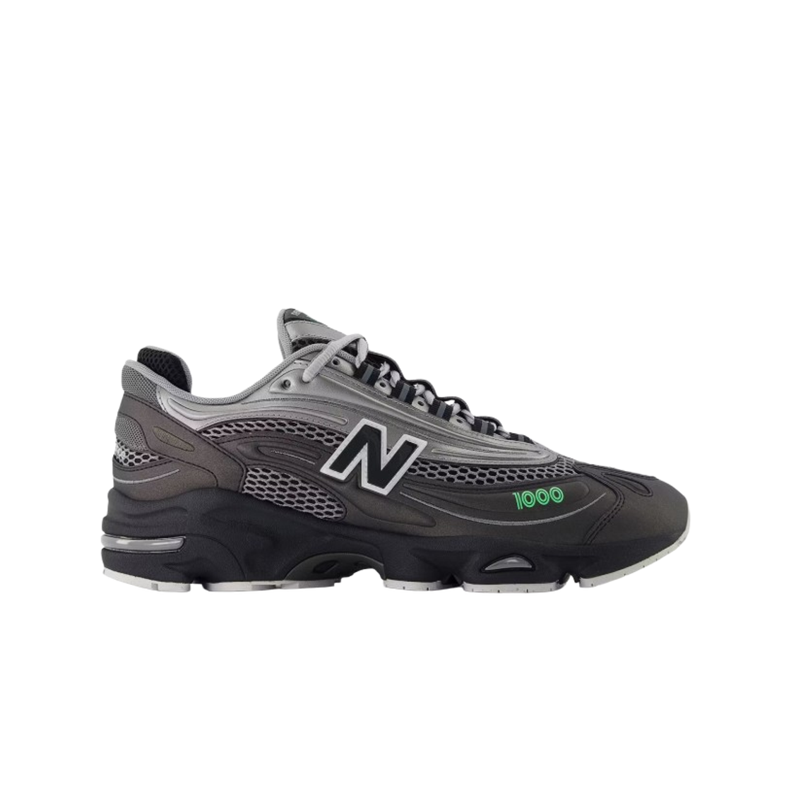 M1000T New Balance 1000 Dark Silver Metallic Lime Leaf