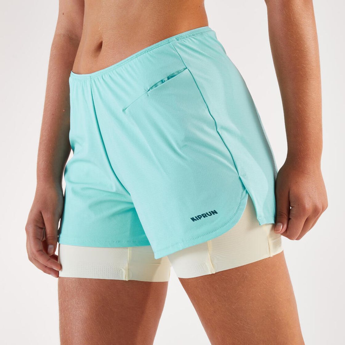 데카트론 여성 3인치 러닝 투인원 쇼츠 런 500 라군 블루(DECATHLON Kiprun Women's Running 2in1 Shorts Run 500 Lagoon Blue) - 7