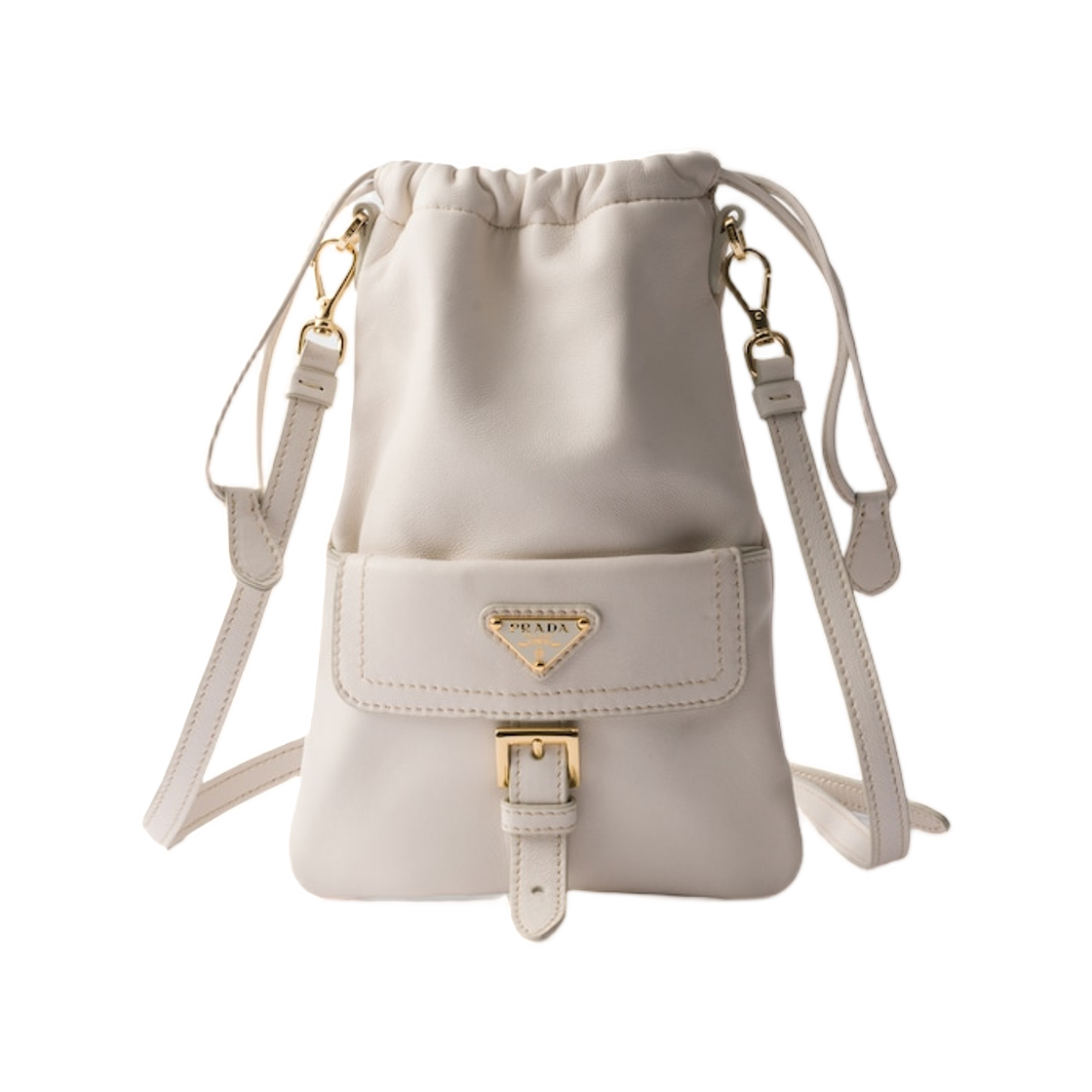 1MS017-2G6Y-F0K74 Prada Nappa Leather Pouch Chalk White