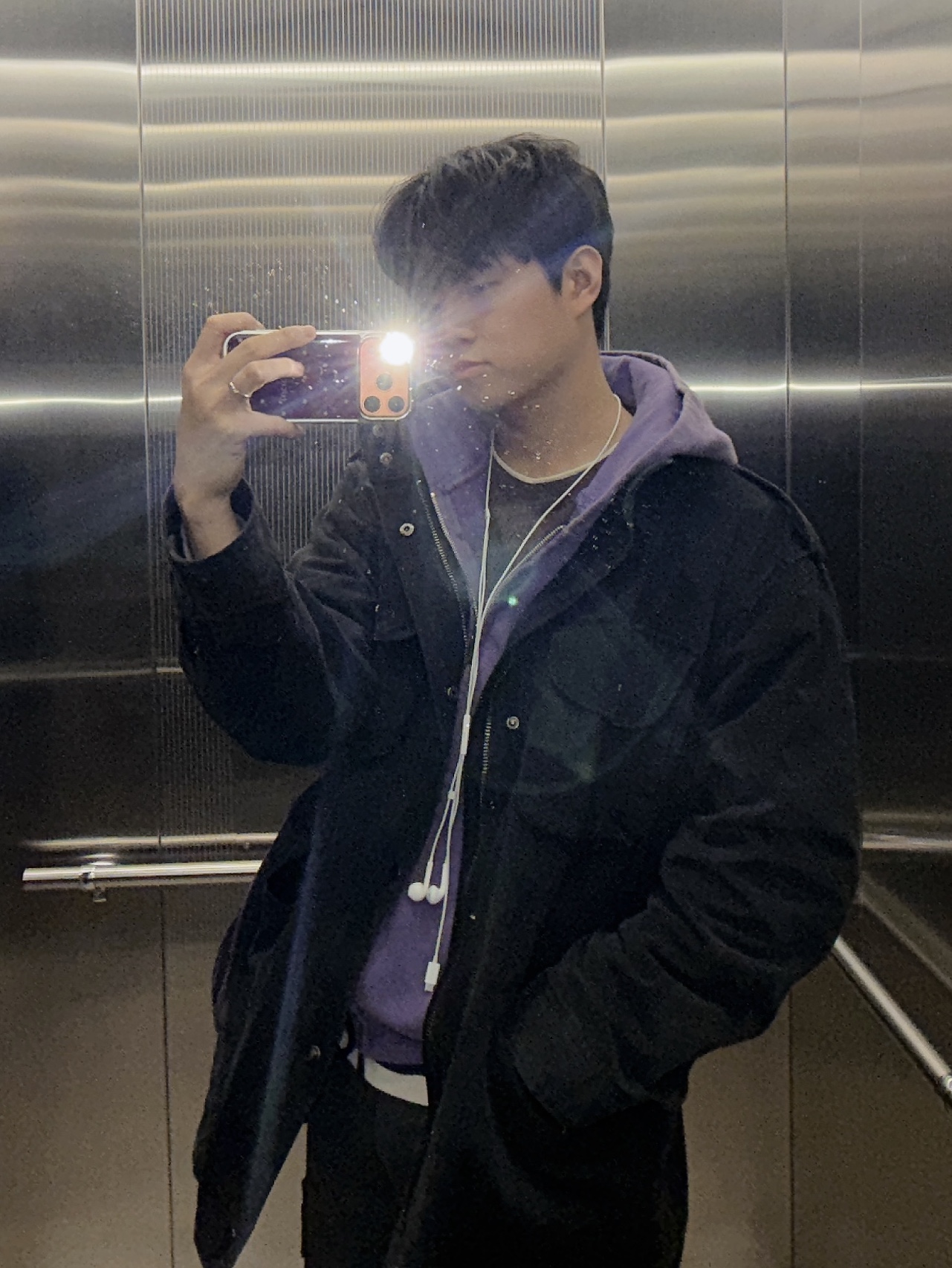 Suade Cropped Washed Hood Zip Up Purple, Burberry Creeper Lace-Up Black 착용 스타일 - 1