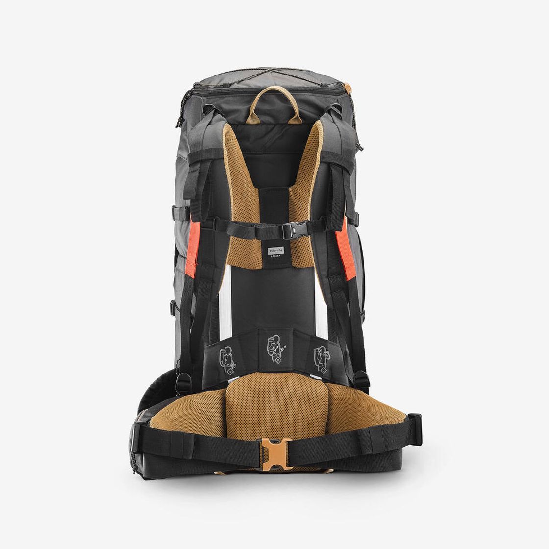 데카트론 남성 백패킹 백팩 50L 이지핏 MT100 카본 그레이(DECATHLON Men's Backpacking Backpack 50L Easyfit MT100 Carbon Grey) - 2