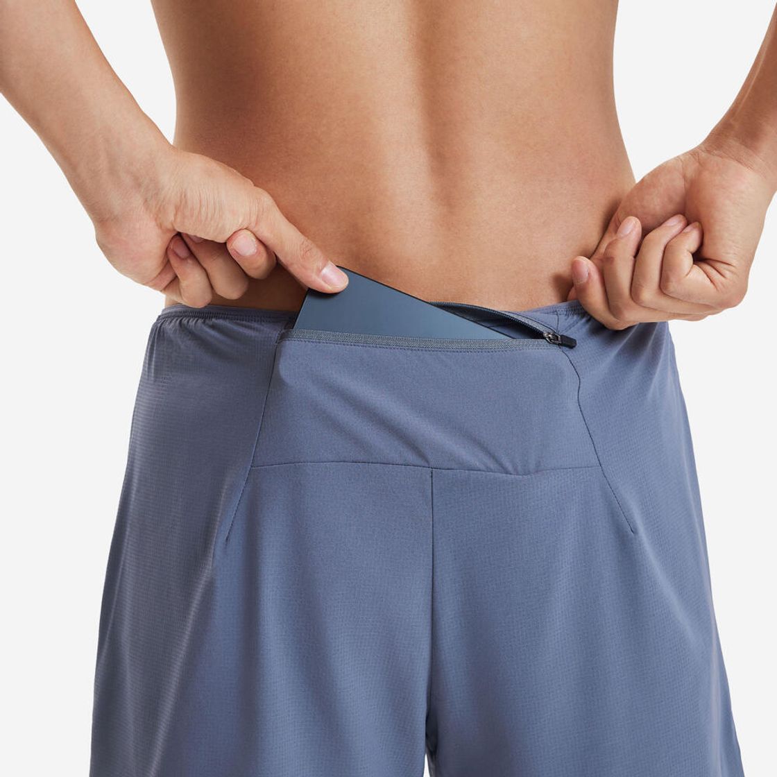 데카트론 남성 5인치 러닝 투인원 쇼츠 런 500 콘크리트 그레이(DECATHLON Men's 5" Running 2-in-1 Shorts Run 500 Concrete Grey) - 5