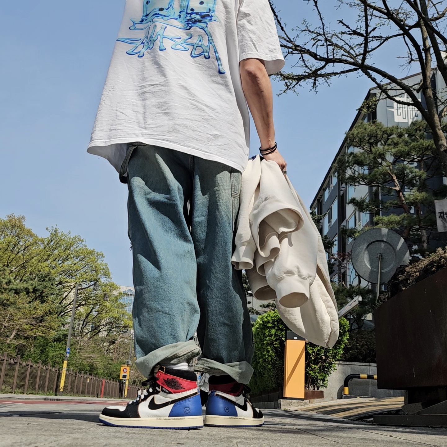 Jordan 1 x Fragment x Union LA Black and Varsity Red, Diesel Dx1509 Stainless Steel Chain Necklace Silver 착용 스타일 - 3